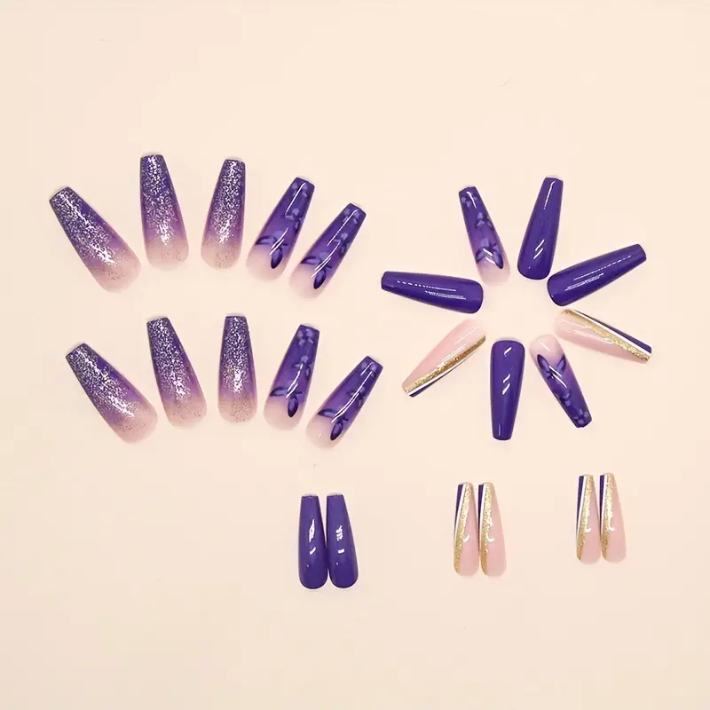 Purple Butterfly Nails