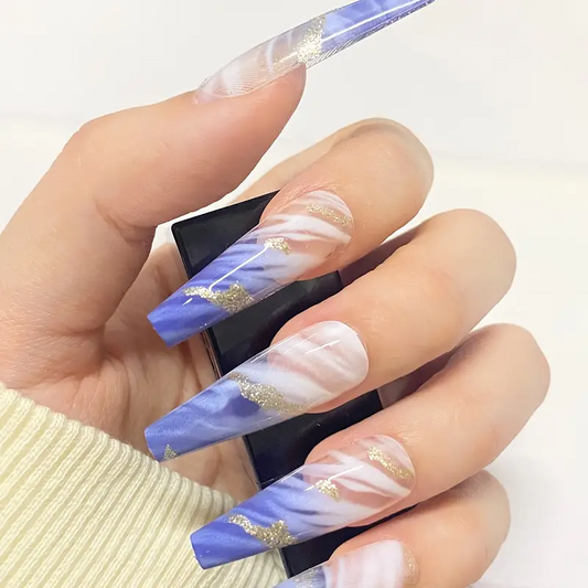 Blue Watercolor Nails