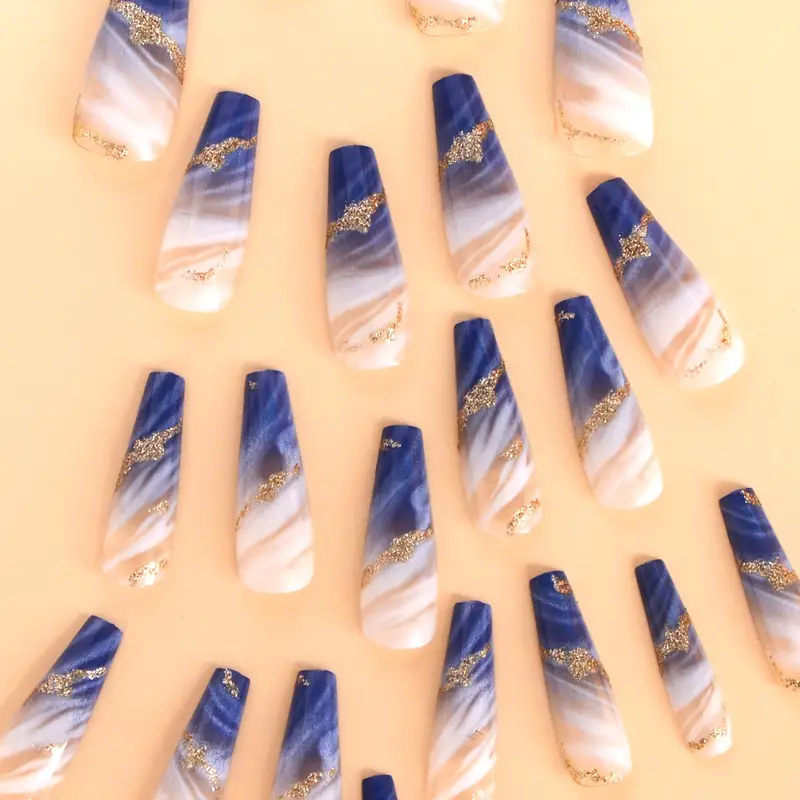 Blue Watercolor Nails