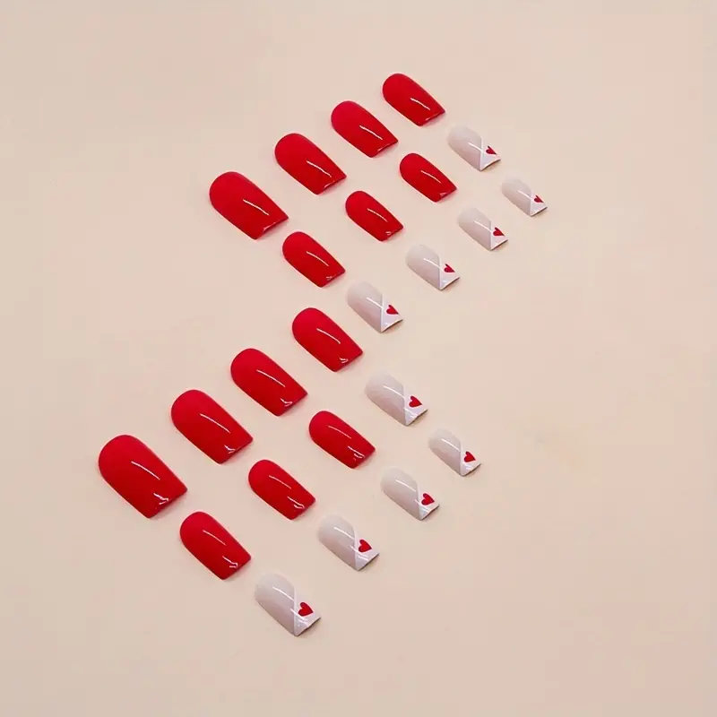 Rose Red Heart Nails