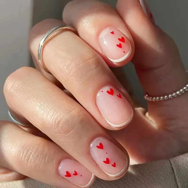 Cute Red Heart Nails