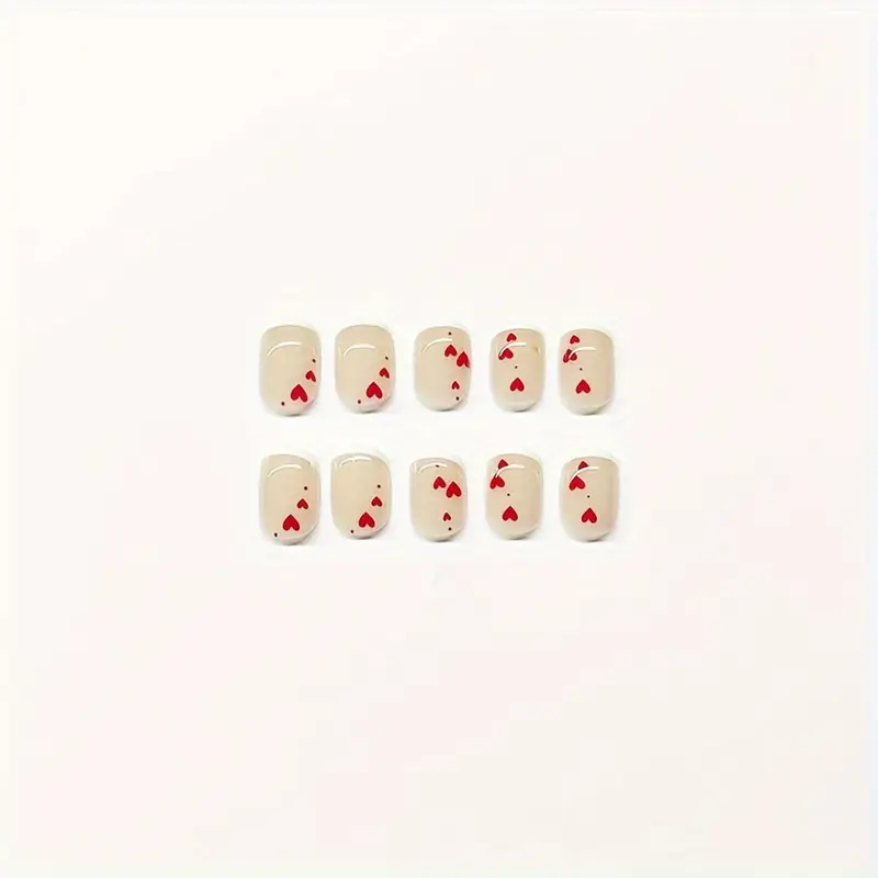 Cute Red Heart Nails