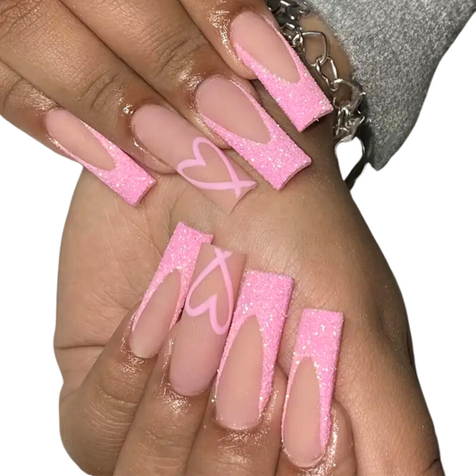 Pink Sparkle Nails