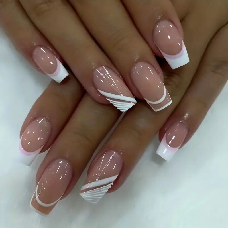 Glossy Stripes French Tip