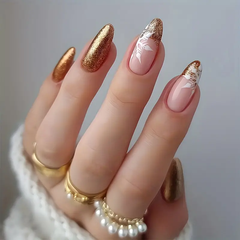 Golden Glow Nails