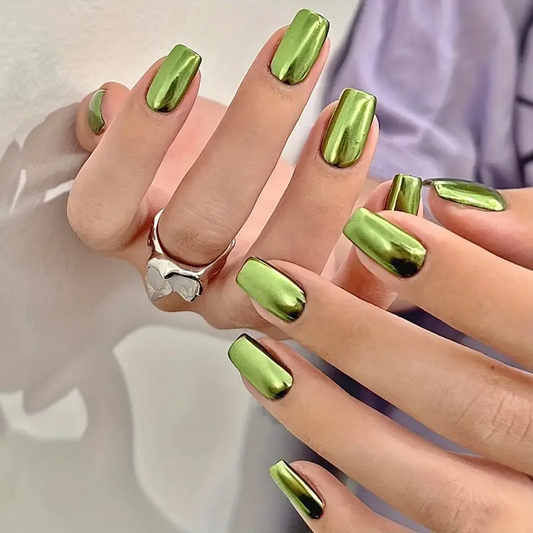 Metallic Green Nails