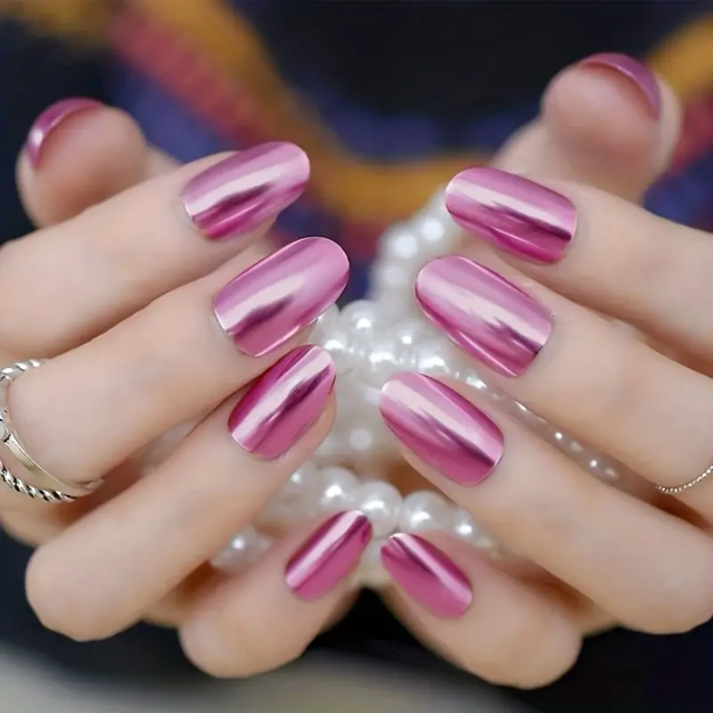 Metallic Pink Nails