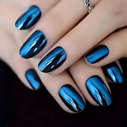 Metallic Blue Nails