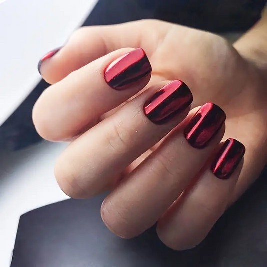 Metallic Red Nails