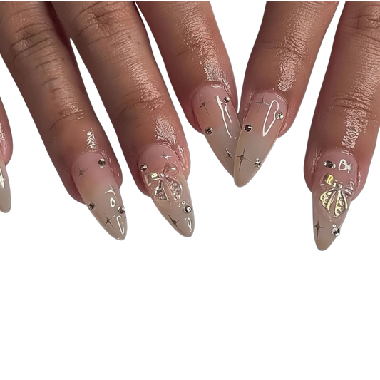 Cosmic Flutter | Long Almond Butterfly Press-On Nails