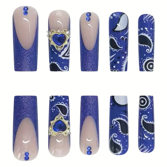 Royal Bandana Extra Long Coffin Press-On Nails