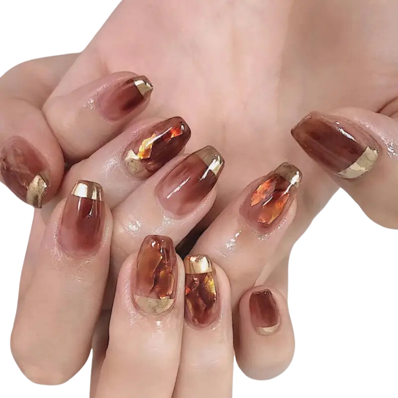 Golden Brown Nails