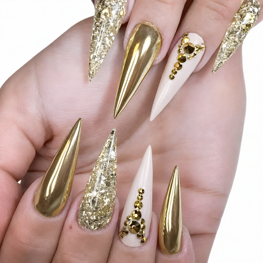 Golden Hour | Luxe Gold Chrome Stiletto Press-On Nails