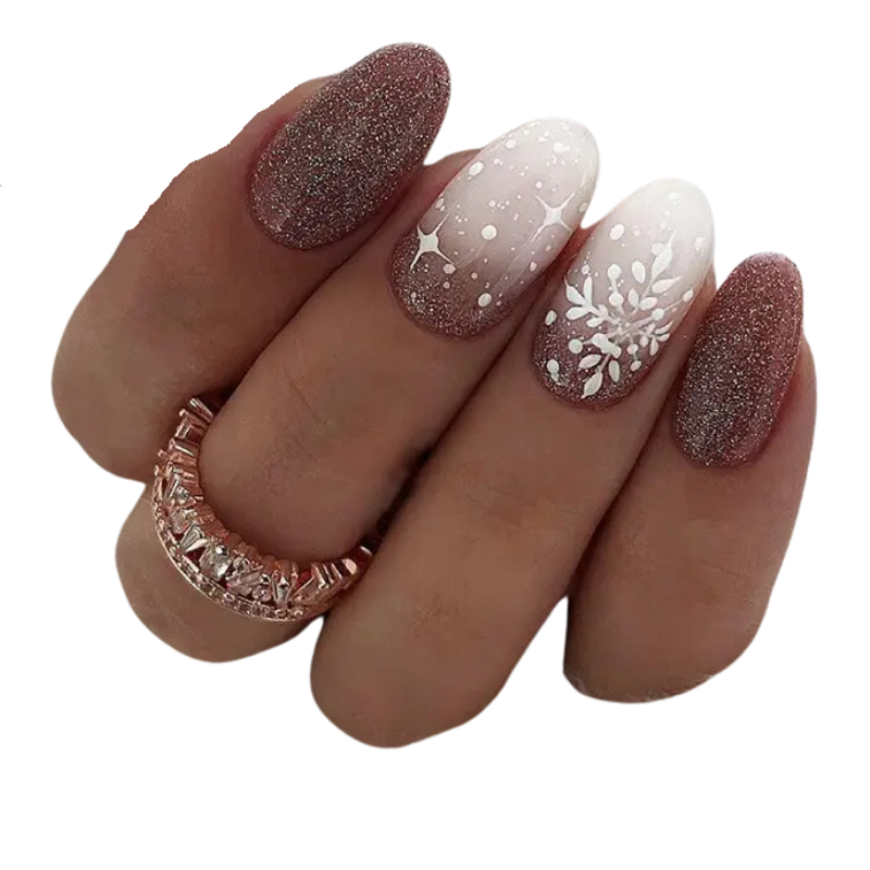 Plum Snowflake Nails