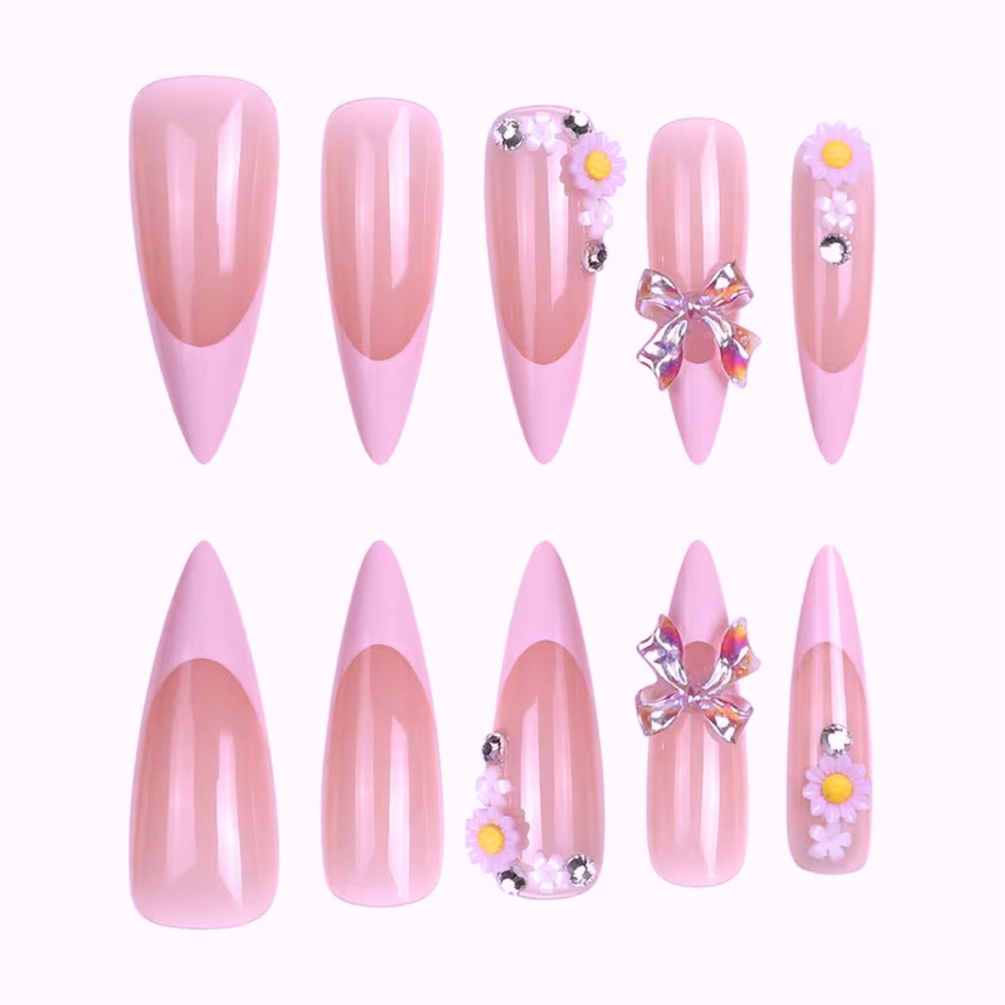 Lavender Drip | Extra Long Stiletto Press On Nails | Light Purple Rhinestone Glam Nails