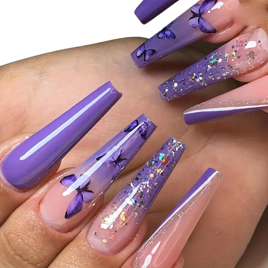 Purple Butterfly Nails