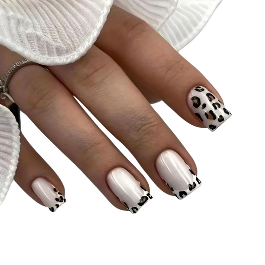 Leopard French Nails