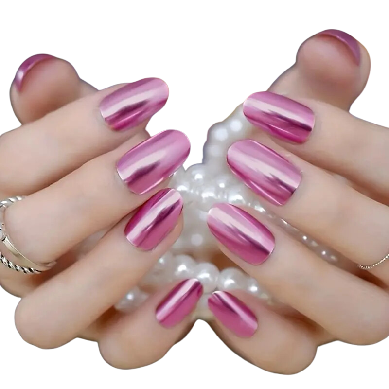 Metallic Pink Nails