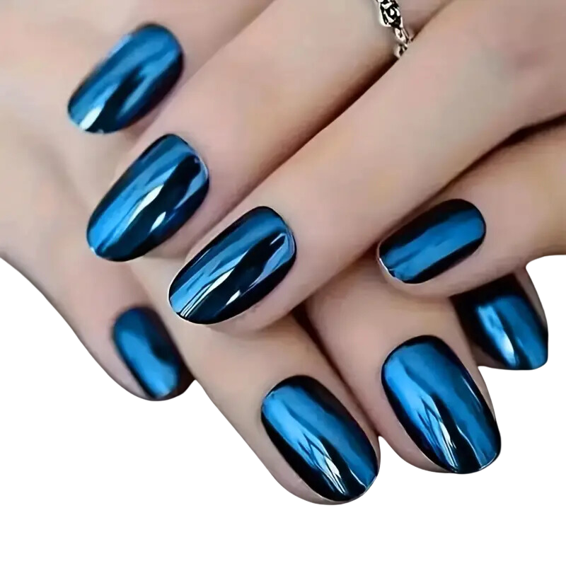 Metallic Blue Nails