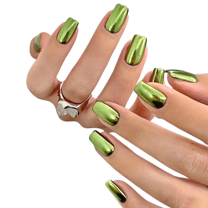 Metallic Green Nails