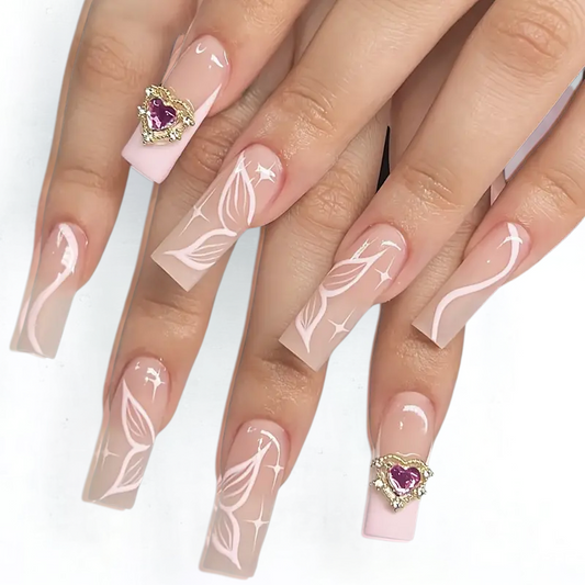 Pink Swirl Nails