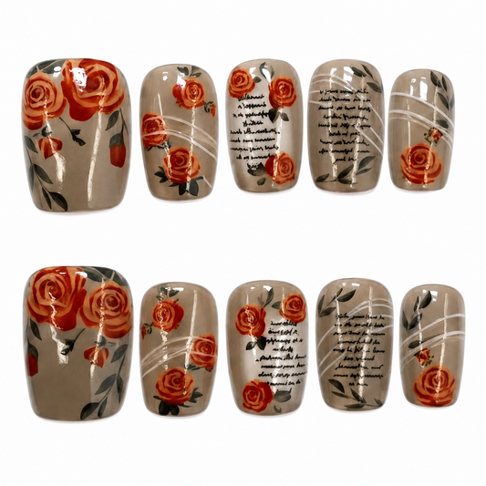 Rose Letters | Short Square Custom Fit Nails