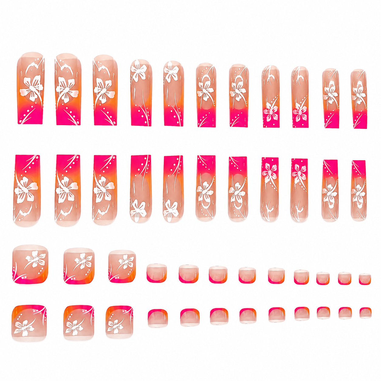 Sunset Hibiscus Matching Nail & Toe Set