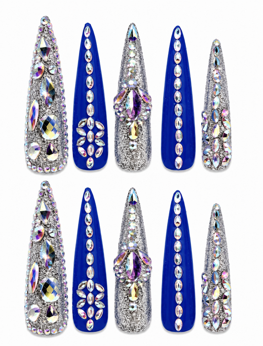 Sapphire Dynasty  4XL Luxe Stiletto Handmade Nails