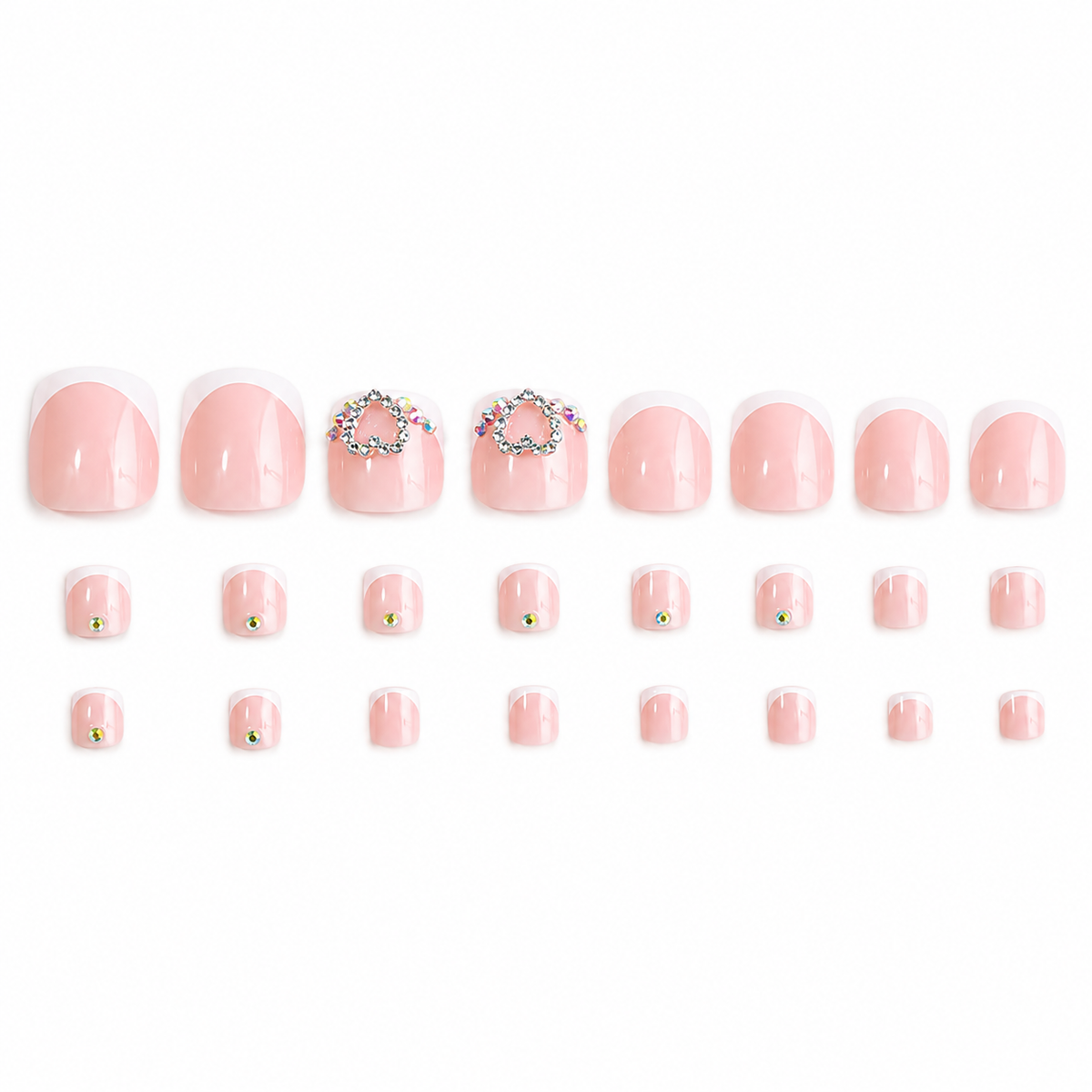 Crystal Love Press-On Toenails