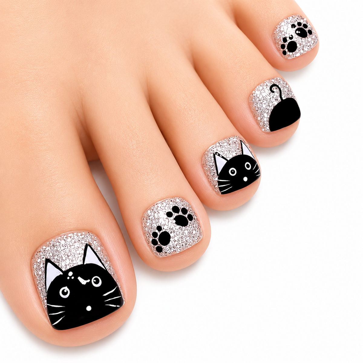 Midnight Meow Press-On Toenails