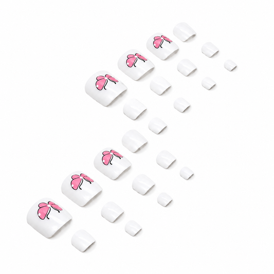 Pink Butterfly Press-On Toenails