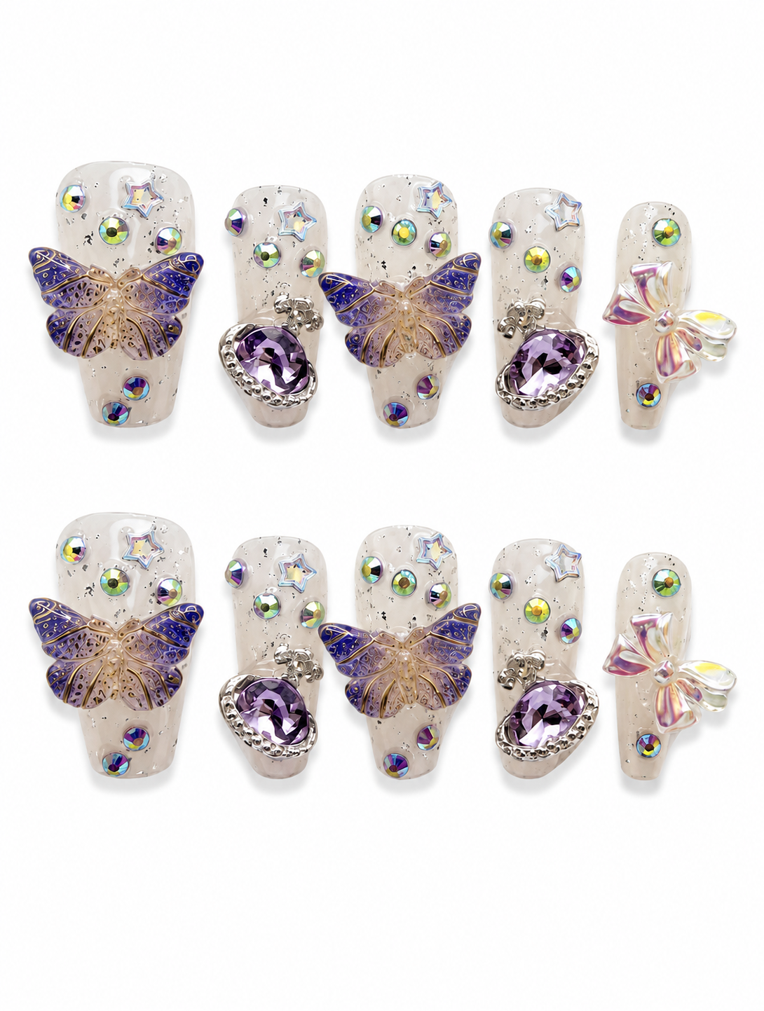 Violet Treasure | Long Coffin Handmade Nails