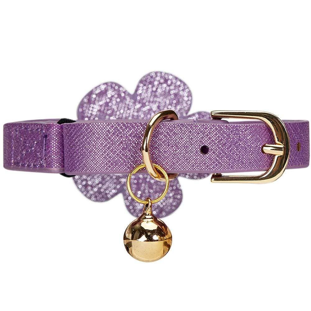 Purple Leather Cat Collar