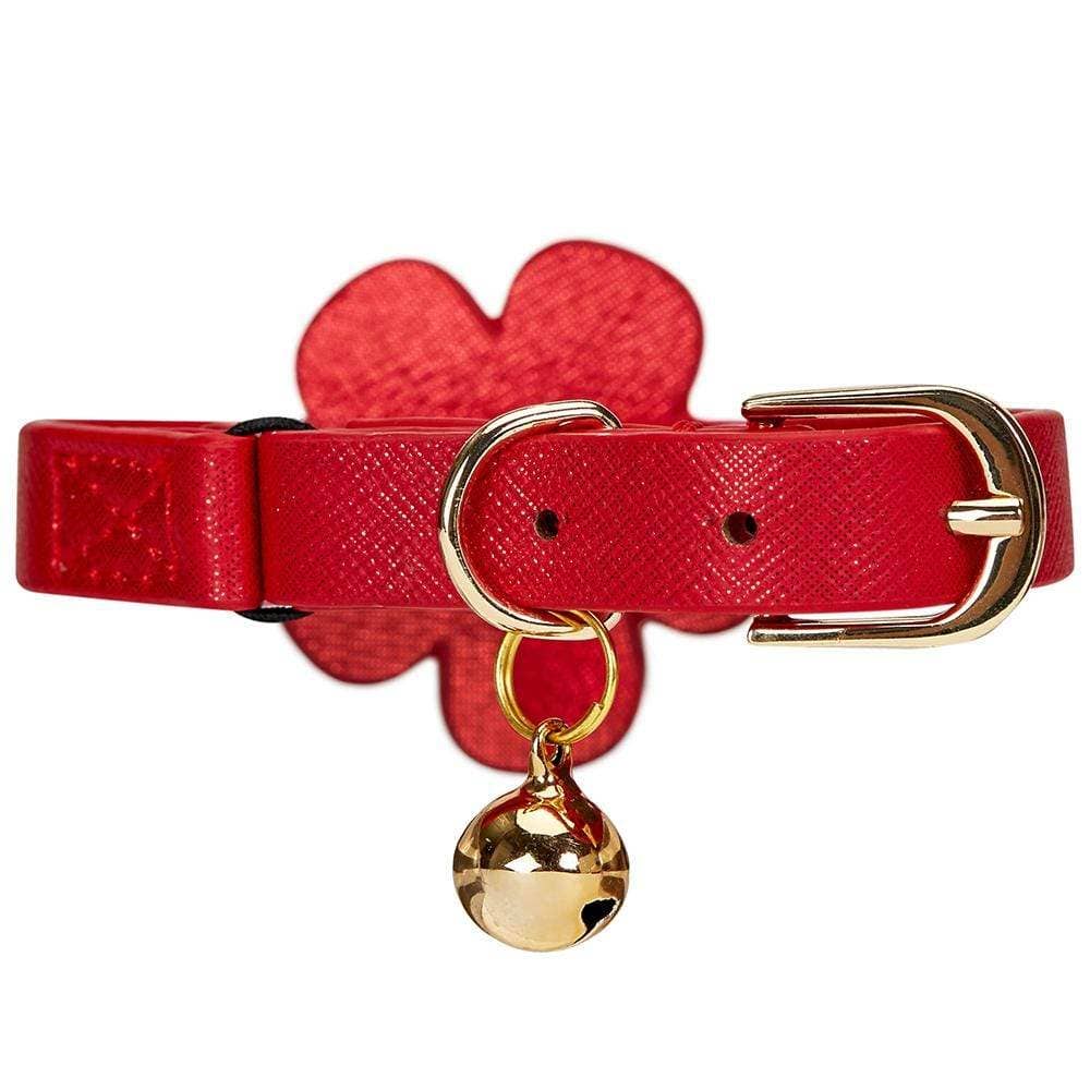 Red Leather Cat Collar