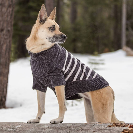 Chenille Classy Gray Striped Sweater